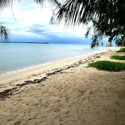 On the beach, sun-loungers, beach towels, beach bar