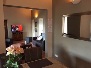 TV, fireplace, video games, DVD player
