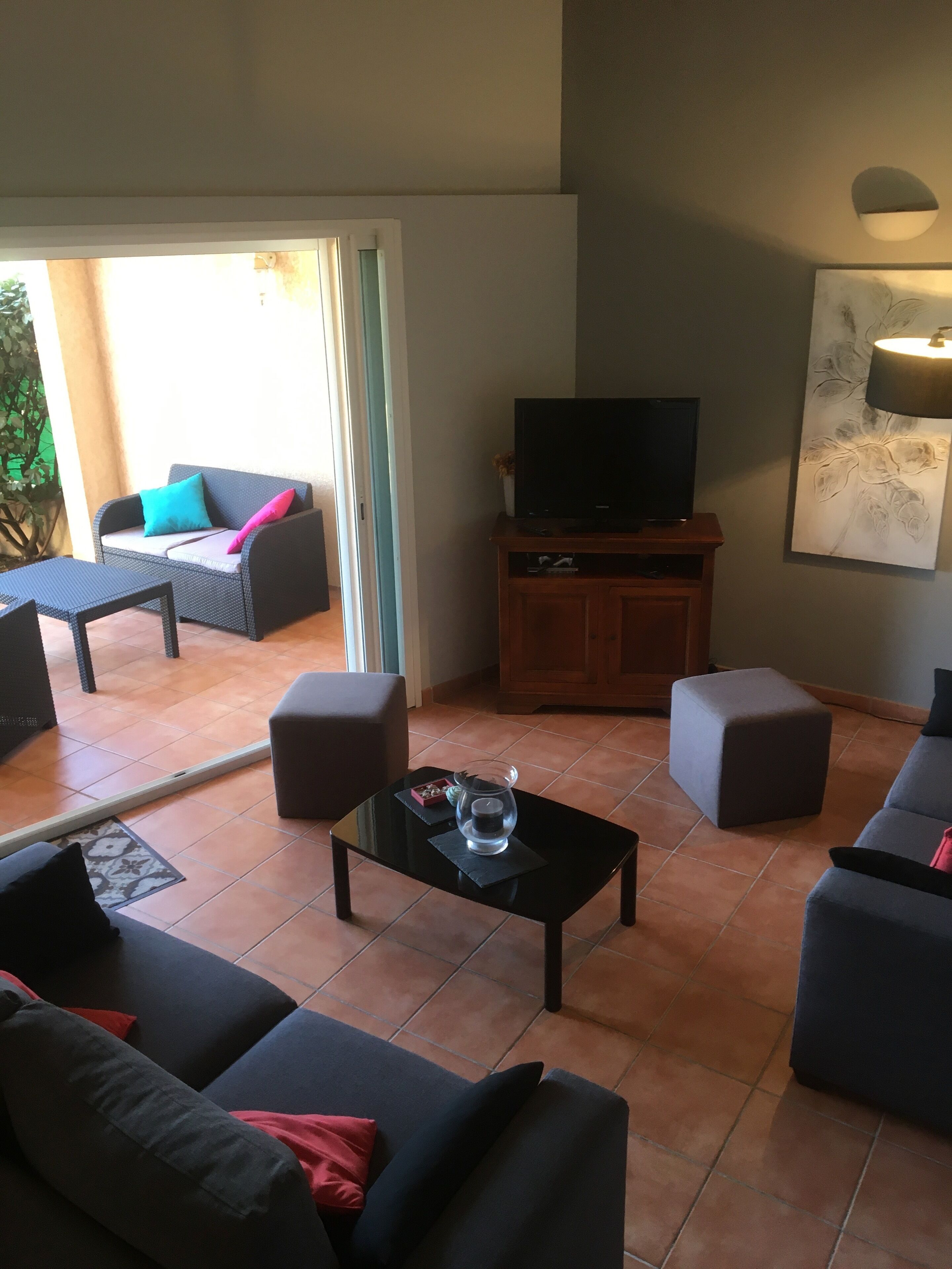 TV, fireplace, video games, DVD player