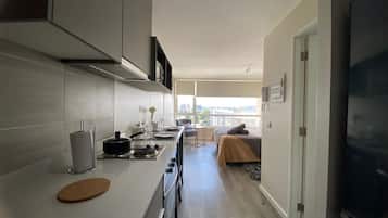 Estudi en suite exclusiu | Cuina privada | Frigorífic gran, microones, forn i placa de cuina