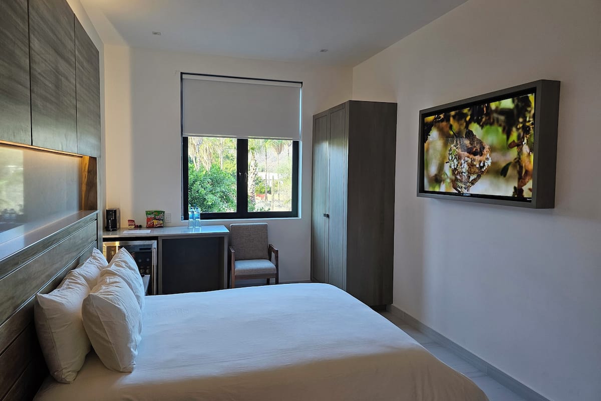 Quarto standard, 1 cama Queen | Roupas de cama premium, edredons de pluma, cofres nos quartos