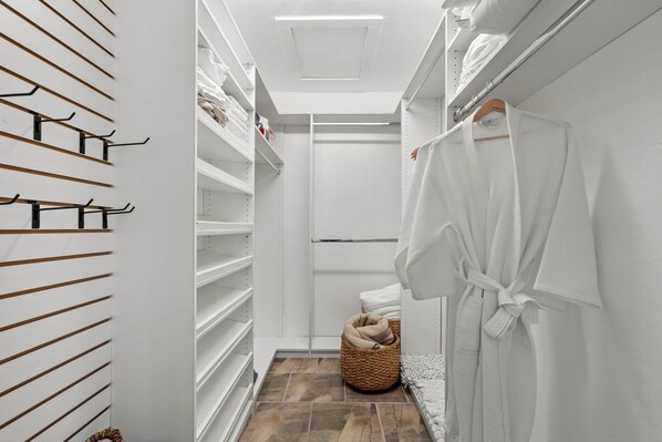 Closets stocked with amenities including towels, blankets, pack'n'play, and more - The Hilltop Casa l Modern, Desert Retreat (Tucson)