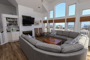 TV, fireplace, DVD player, foosball - Beach Break - See the Sun Rise over the Ocean from this 5 BR Semi-Oceanfront home w/Private Pool (Duck)