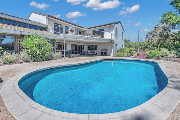 Solar heated swimming pool