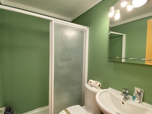 Bathtub, hair dryer, towels