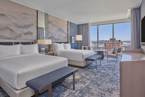Premium bedding, down comforters, pillowtop beds, in-room safe