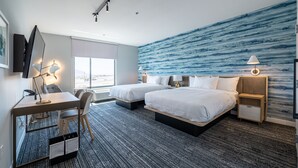 A hotel room with two beds, a desk, and a large window. - Towneplace Suites By Marriott Norfolk (Norfolk)