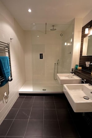 Combined shower/bathtub, hair dryer, towels, soap - Stunning Belle Epoque Villa in the heart of Cannes, private pool, secure parking (Cannes)