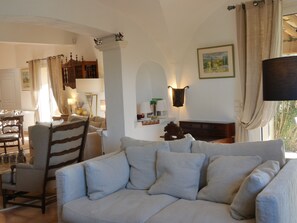 Smart TV, fireplace, DVD player, books