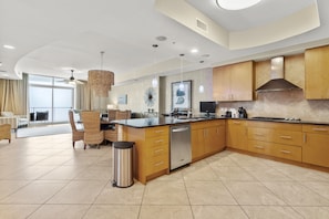 Fridge, microwave, oven, stovetop - Luxury Gulf Front Condo | Balcony Grill (Orange Beach)
