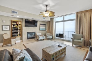 Flat-screen TV, fireplace - Luxury Gulf Front Condo | Balcony Grill (Orange Beach)