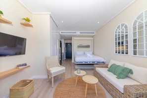 1 bedroom, desk, iron/ironing board, internet