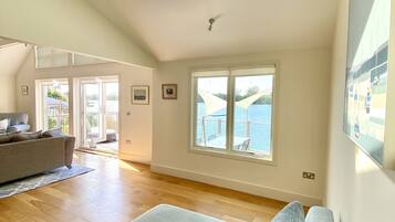 Smart TV, fireplace, DVD player, stereo