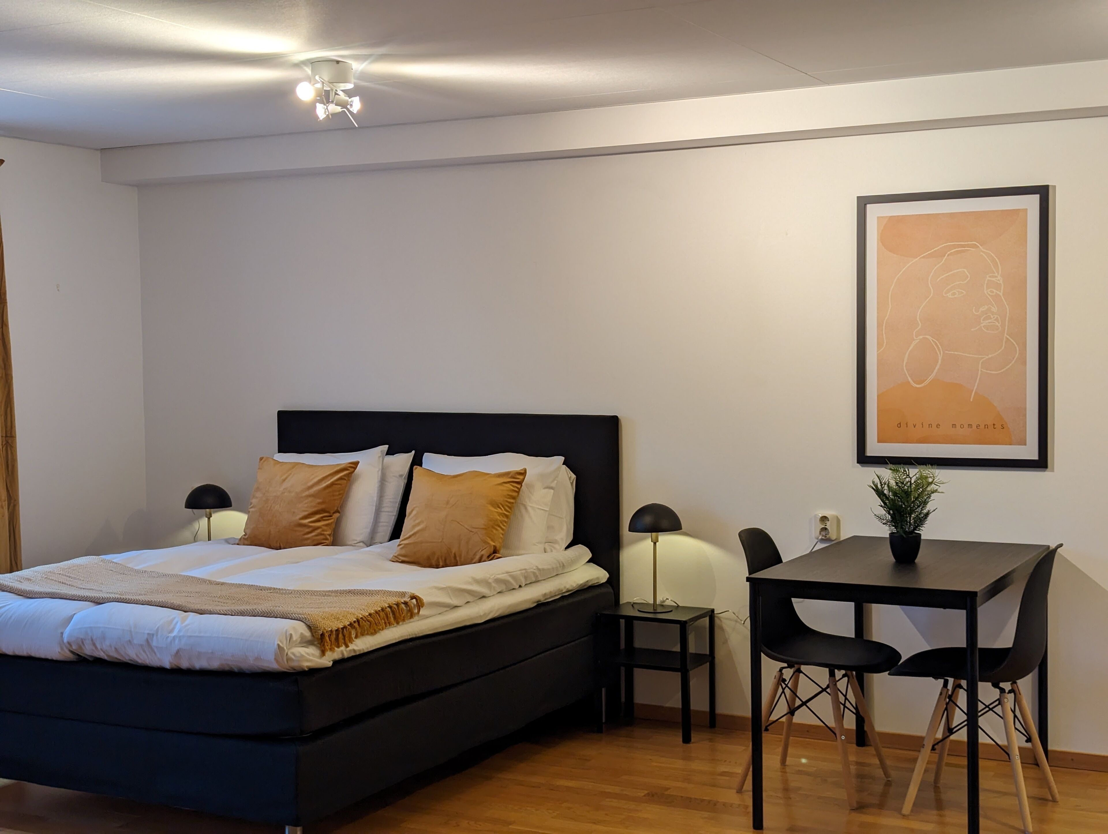 Schreibtisch, laptopgeeigneter Arbeitsplatz, schallisolierte Zimmer