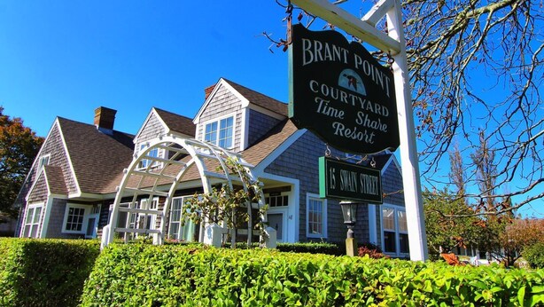 A sign for Brant Point Courtyard Time Share Resort at 15 Swain Street. - Brant Point Courtyard (Nantucket)