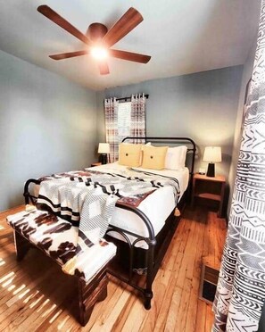 2 bedrooms, blackout curtains, iron/ironing board, WiFi