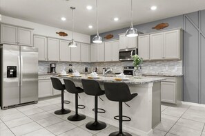 Fridge, microwave, oven, dishwasher