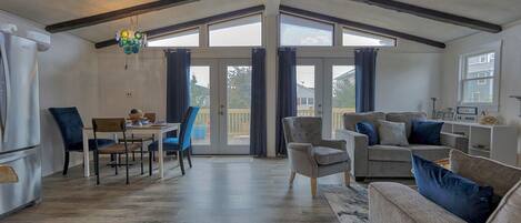 Flat-screen TV, books