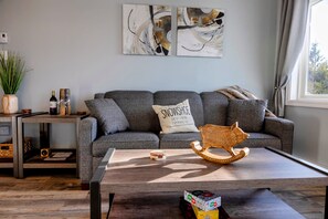 Smart TV, chimenea y libros 