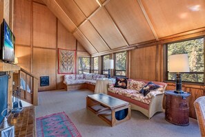 TV, fireplace, DVD player, books