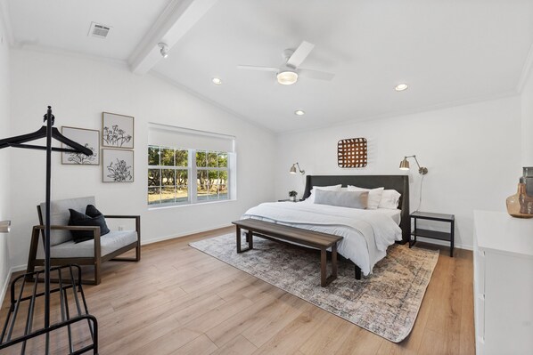 7 bedrooms, premium bedding, iron/ironing board, travel cot