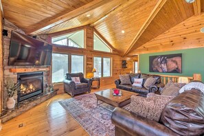 TV, fireplace - 22-Acre Home on Bourbon Trail w/ Sunroom! (Coxs Creek)