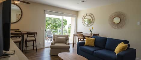 Apartment, 2 Bedrooms | Living area | 55-inch TV with cable channels, Netflix, streaming services