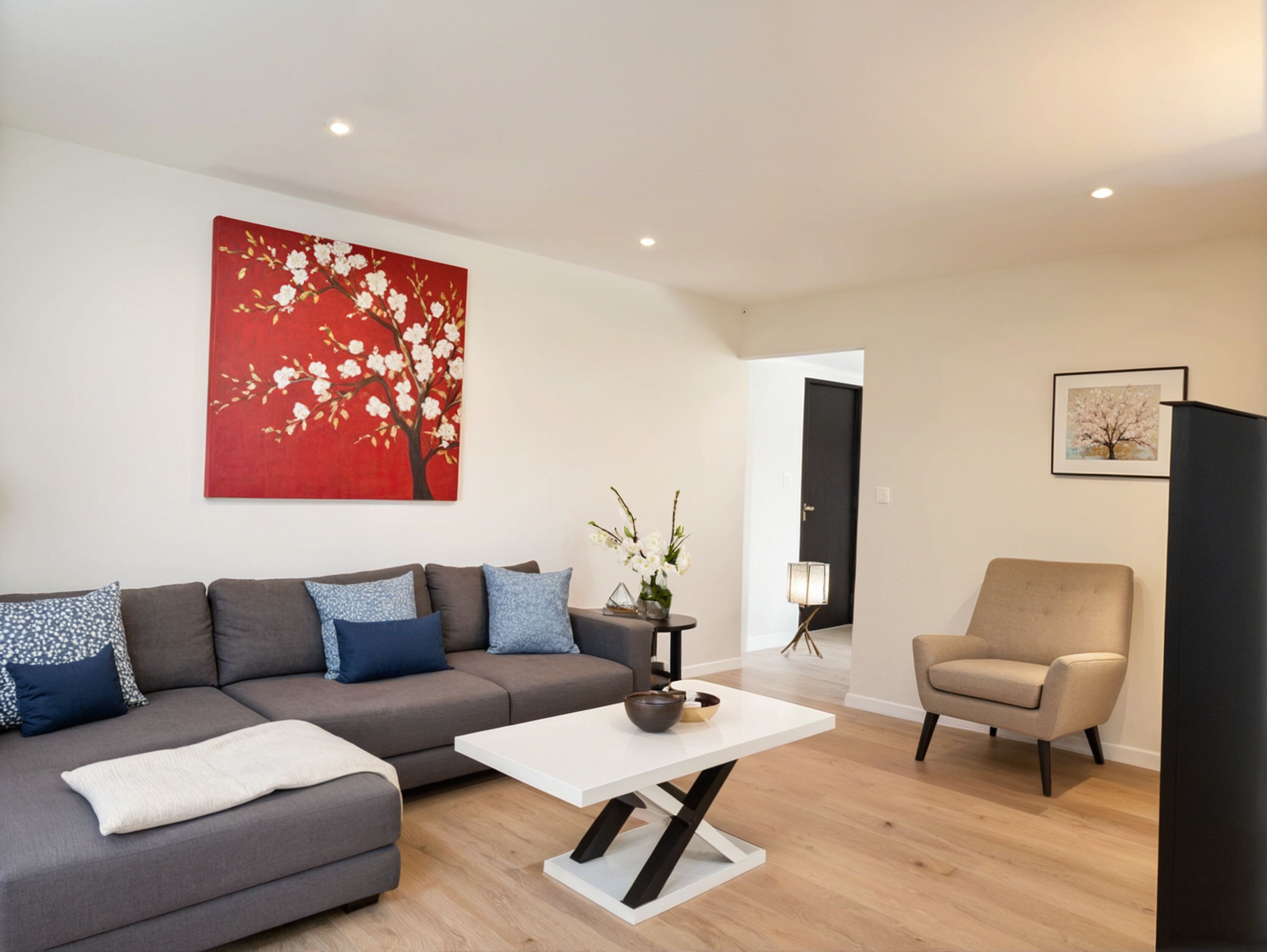 Căn hộ, 2 phòng ngủ | Khu phòng khách | TV 55-inch có truyền hình cáp, Netflix, dịch vụ stream 