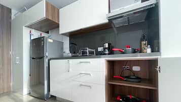 Frigorífic, microones, placa de cuina i cafetera i tetera