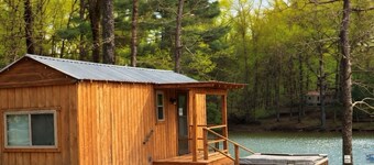 Lakefront Tiny Cabin with Hot Tub and Fire Pit