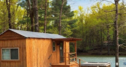 Lakefront Tiny Cabin with Hot Tub and Fire Pit