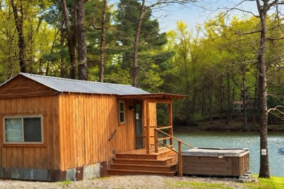 Lakefront Tiny Cabin with Hot Tub and Fire Pit