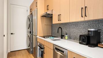 Fridge, microwave, oven, dishwasher