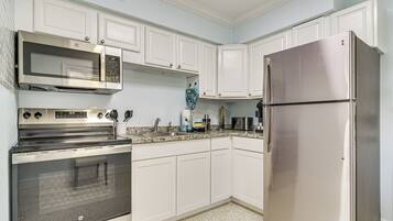 Fridge, microwave, highchair, blender
