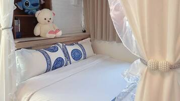 1 bedroom, desk, laptop workspace, blackout curtains