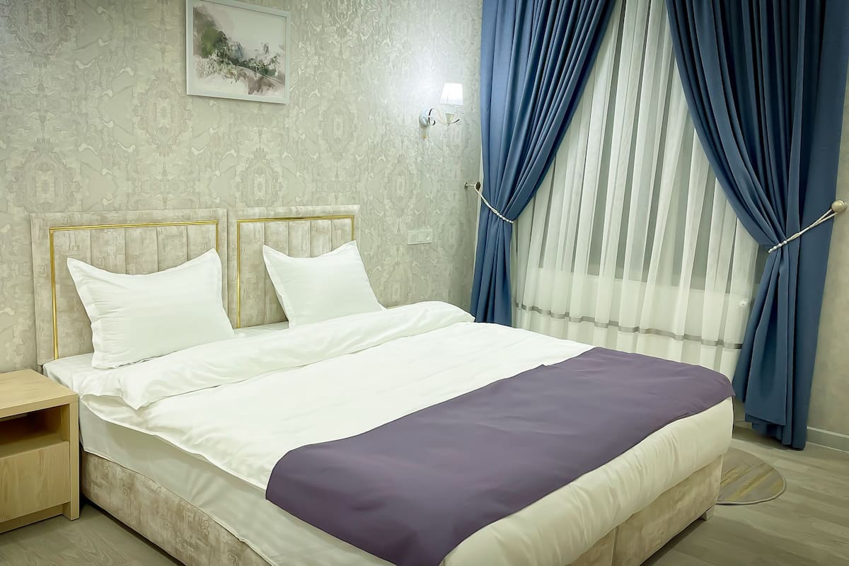 Standard Double Room | Minibar, in-room safe, desk, blackout drapes