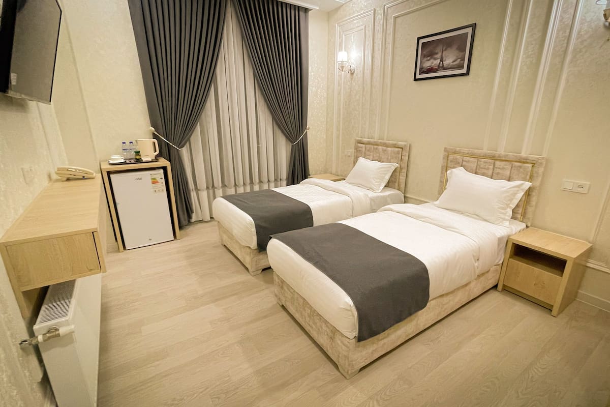 Standard Twin Room | Minibar, in-room safe, desk, blackout drapes