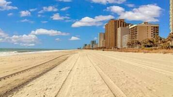 On the beach, beach towels
