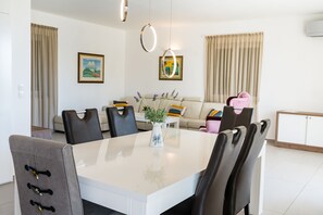 Deluxe Villa, 3 Bedrooms, Private Bathroom, Courtyard View | Living area | 55-inch LCD TV with satellite channels, TV - Villa Flavia and Alba - Private Pool (Novalja)