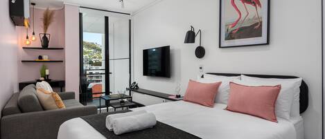 Grand-studiolejlighed | Pengeskab på værelset, strygejern/strygebræt, gratis Wi-Fi, sengetøj