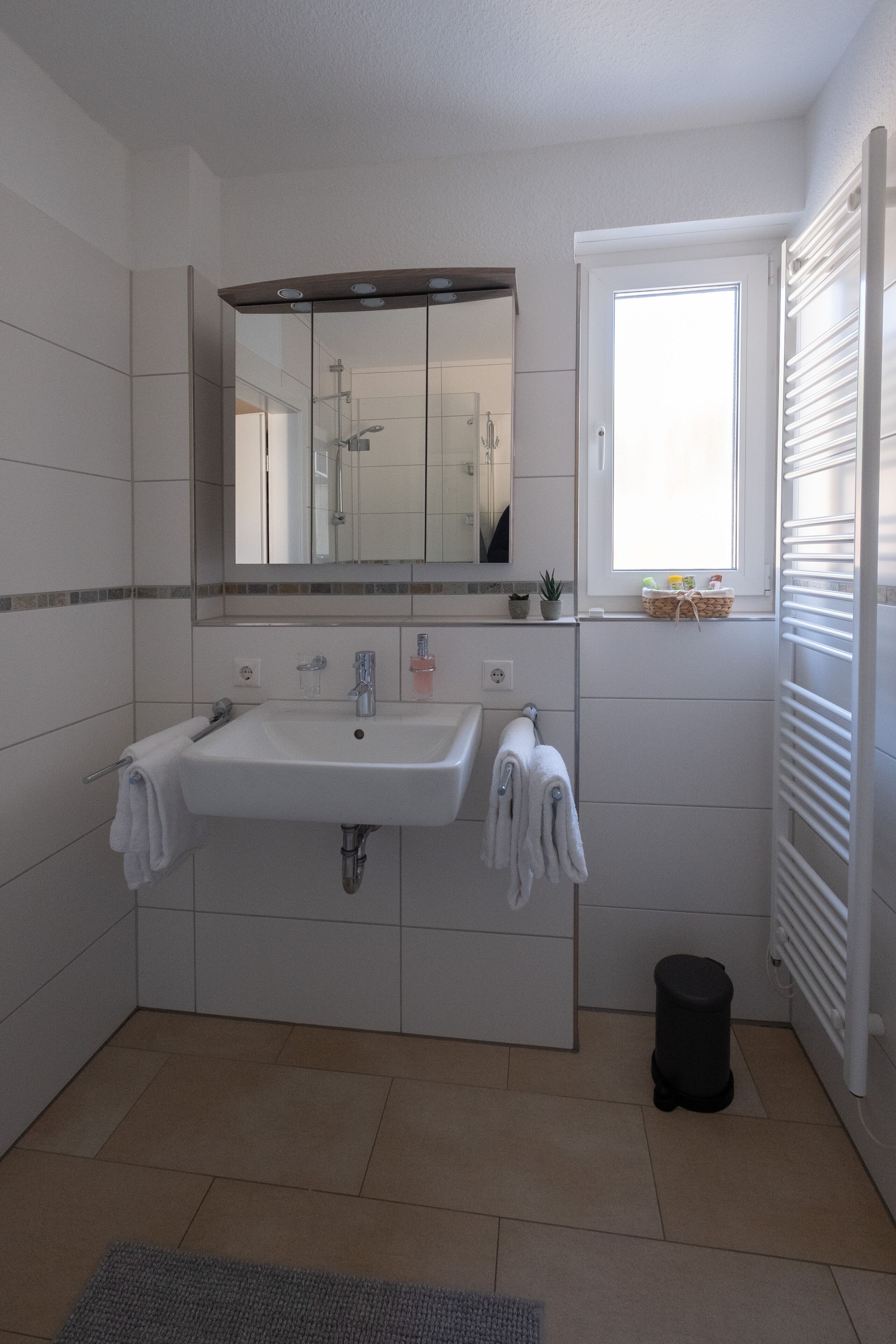 Shower, hair dryer, bathrobes, slippers