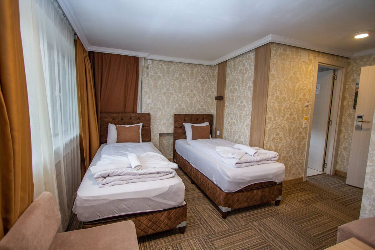Premium bedding, desk, free WiFi, bed sheets