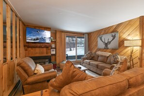TV, fireplace