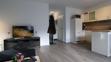 Televisión, reproductor de DVD, estéreo