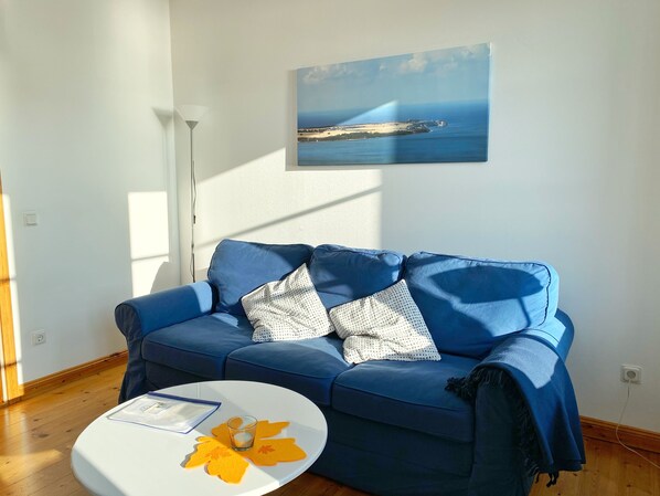 TV, fireplace, stereo - Seaside Apartments, "Dark Blue" (Sassnitz)