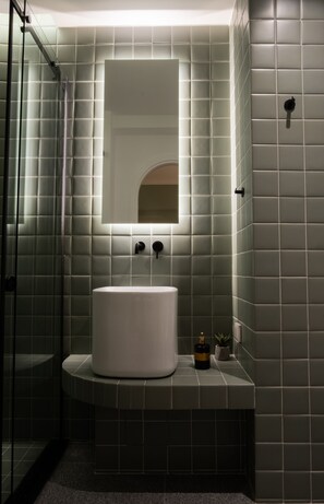 Green Suite | Bathroom | Shower, slippers, towels - K23 Color Suites (Athens)