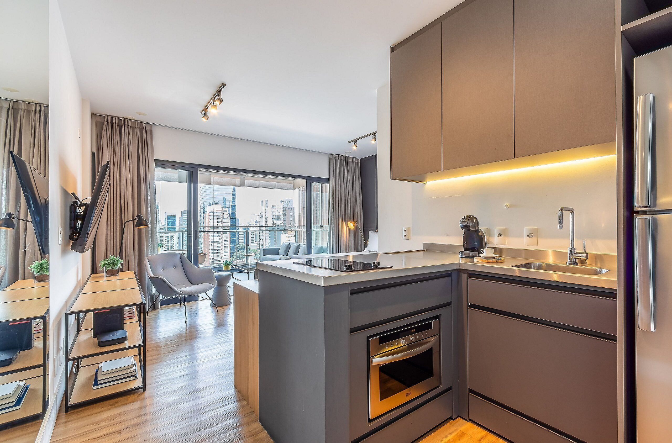 Apartment | Private kitchen | Fridge, microwave, stovetop, espresso maker