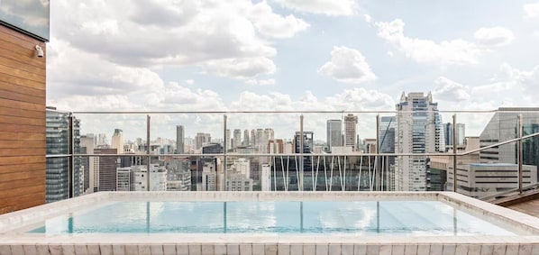 Indoor pool, outdoor pool, pool loungers