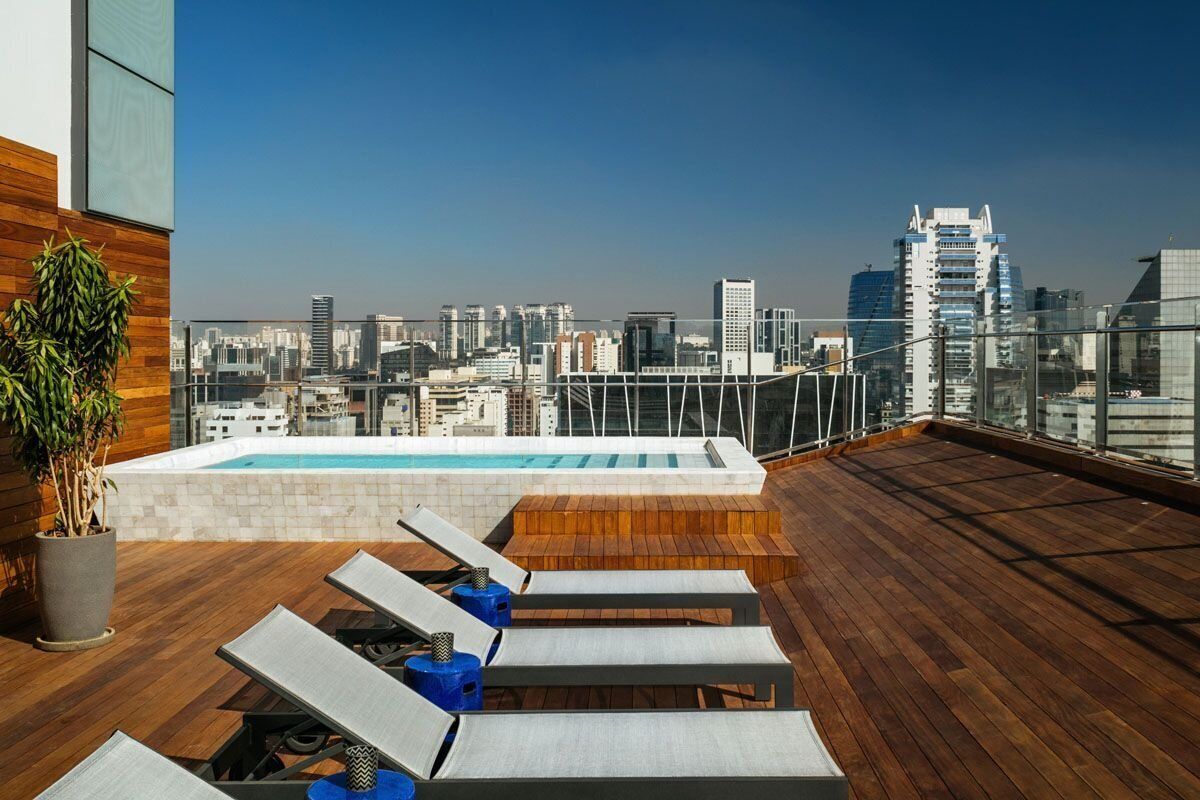 Indoor pool, outdoor pool, pool loungers