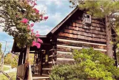 Log Cabin on Main St. In the ❤️ of Winston Salem. Sleeps 4 comfortably. 